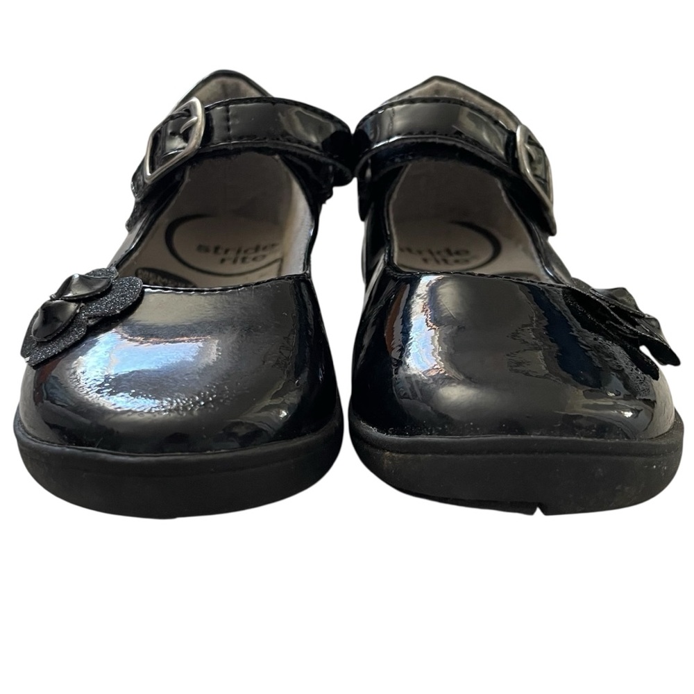 Stride Rite Kids Patent Velcro Flower Mary Jane Dress Shoes, Black Size 12.5 - Picture 5 of 9